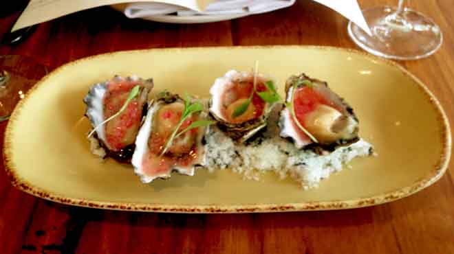 Oysters with Pickled Ginger and Finger Lime