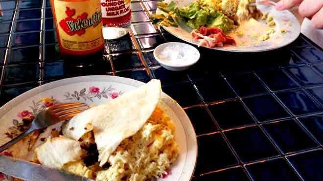 Balcada with Eggs, Queso Fresco & Black Beans