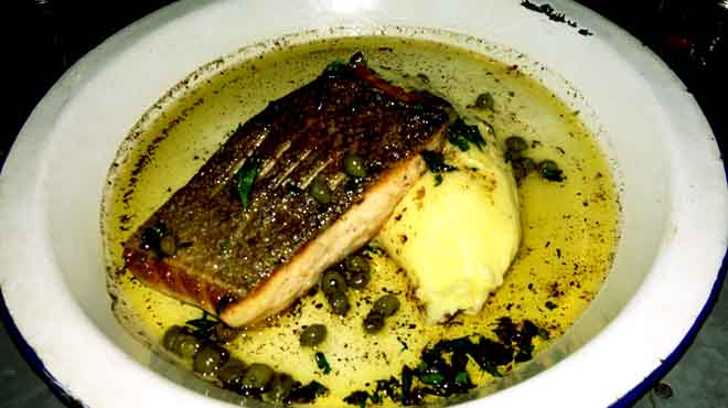 The Fish Shop Salmon with Caper Butter and Mash