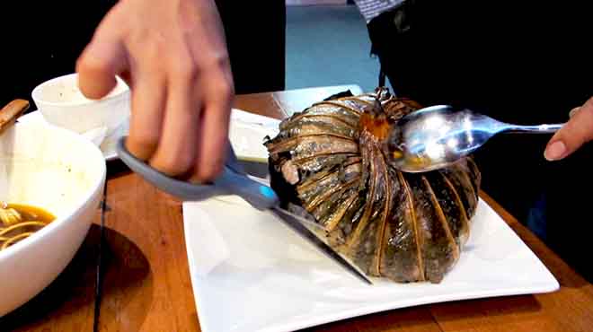 Steamed Chicken Thigh with Sticky Rice, Chinese Pork Sausage, Dried Shrimp and Shitake Mushroom wrapped in a Lotus Leaf parcel 