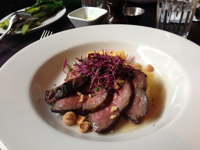 Beef with Polenta & Hazelnuts