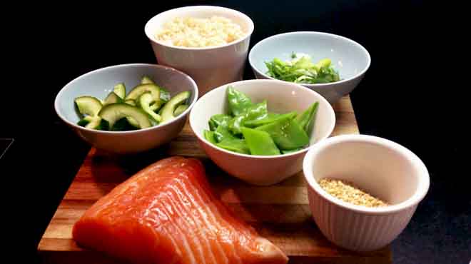 Salmon & Brown Rice Salad Ingredients