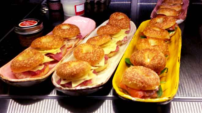 Salt Beef and Smoked Salmong Bialy 