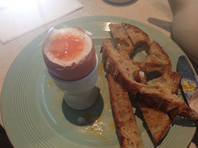 Boiled Eggs with Caraway Toast Soliders