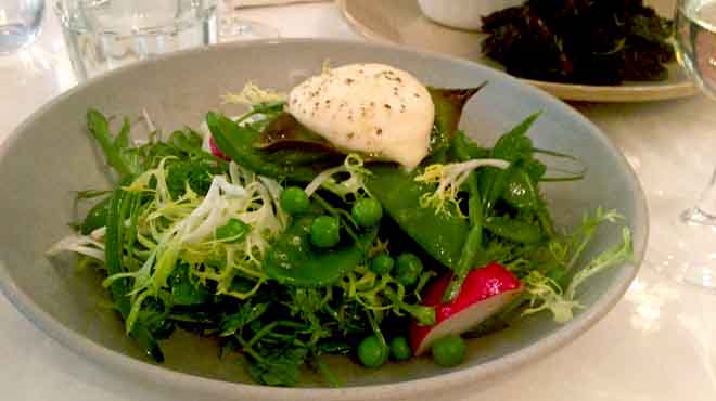 Snow Pea Salad with Runner Beans and Lemon Scented Mozzarella