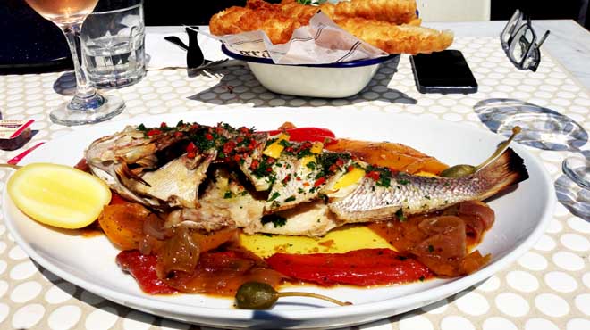 Watsons Bay Snapper with Pepperonata & Caperberries